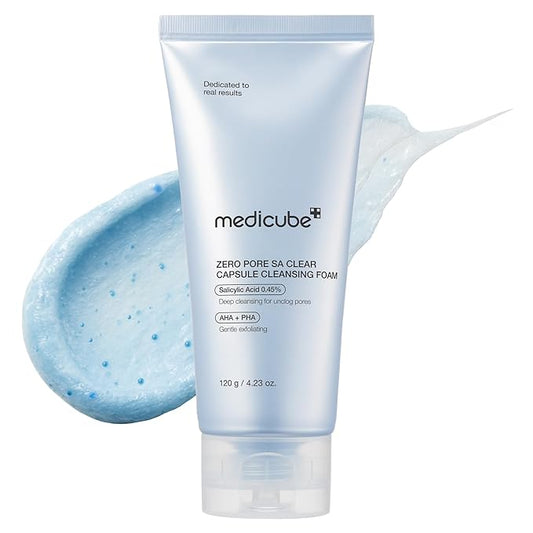 medicube Zero Pore Clear Blue Capsule Facial Deep Cleanser for Skin Texture, Blackhead & Pore Care | AHA, BHA & PHA for Double Cleansing, Daily Gentle Face Wash, Korean Skincare | 120g / 4.23 oz-FemmiqueWomen