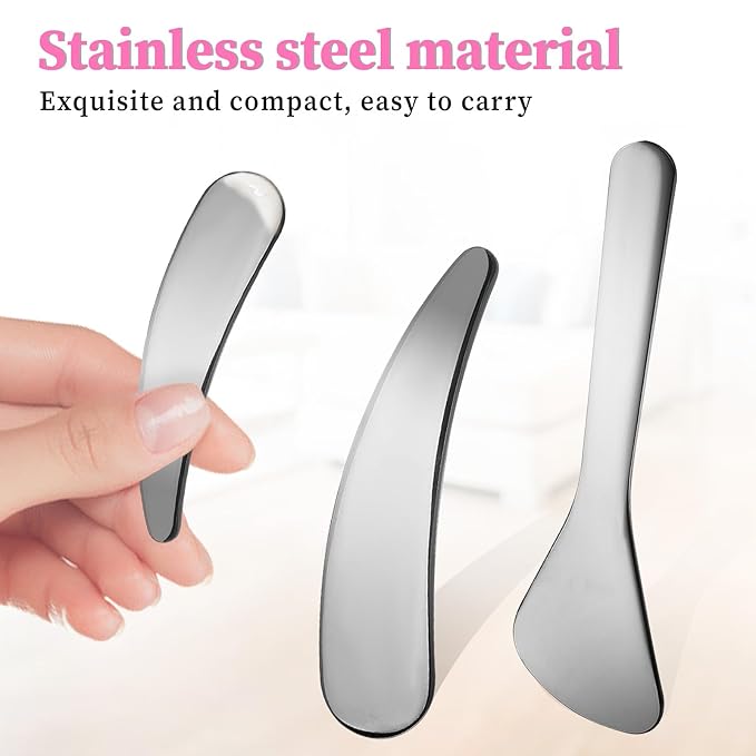 2Pcs Cosmetic Spatula Reusable Facial Massage Spatula Practical Mini Makeup Eye Cream Applicator Multi-functional Beauty Face Skincare Spoon for Mixing Sampling Lotions Moisturizers Accessories-FemmiqueWomen