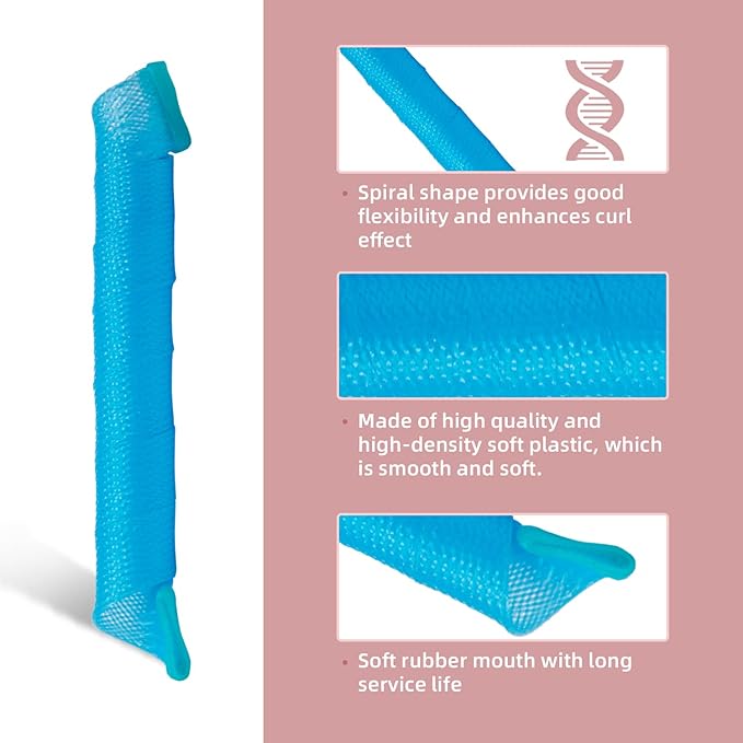 30pcs Heatless Hair Curlers Rollers Spiral Curls Styling Kit with 2 Sets Styling Hooks,No Heat Curlers for Women Girl's, pink, orange, blue, green, yellow and purple (12 Inch/30 cm)…-FemmiqueWomen