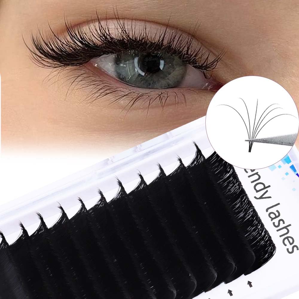 Easy Fan Volume for Lash Artists: Wendy, Handmade Fans for Eyelash Extensions, Self Fanning, Blooming, C-KH, Black, D-0.05-11-FemmiqueWomen