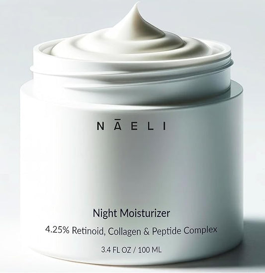 Retinoid Cream - 4.25% Retinol Night Moisturizer for Face & Neck with Collagen, Peptides & Hyaluronic Acid - Anti Aging Wrinkle Cream, Improves Skin Tone & Texture, 3.4 oz-FemmiqueWomen