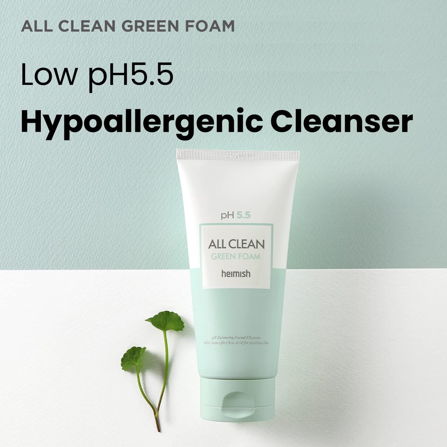 HEIMISH All Clean Green Foam Moisturizing Face Cleanser, Hydrating Gentle Gel Cleanser, Daily Face Wash for Sensitive Skin with Amino Acid, P.H 5.5, for Double Cleansing, Korean Skincare, 5.3oz/150g-FemmiqueWomen