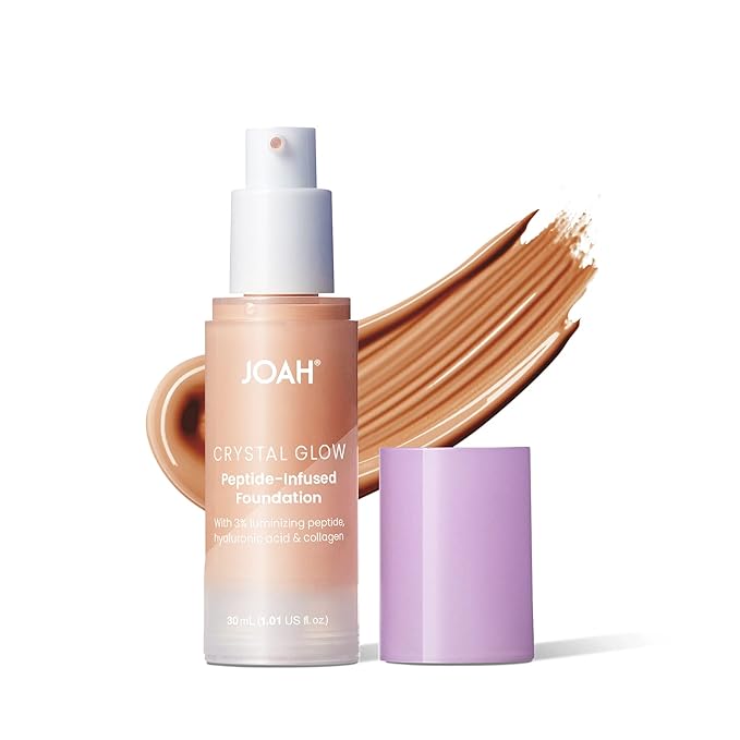 JOAH Crystal Glow Peptide-Infused Foundation, 2-in-1 Multitasking Korean Makeup with Blurring Face Primer, Luminizer, Hydration & Skin Defense for a Flawless Finish, 1.01 Oz, Light Medium Cool-FemmiqueWomen