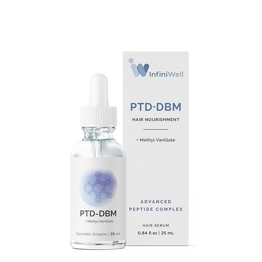 InfiniWell PTD-DBM Peptide Hair Serum for Fuller-Looking Hair - Scalp Treatment for Visible Growth & Follicle Renewal - Reinforce Restoration, Strand Integrity & Optimal Density (25 ml)-FemmiqueWomen
