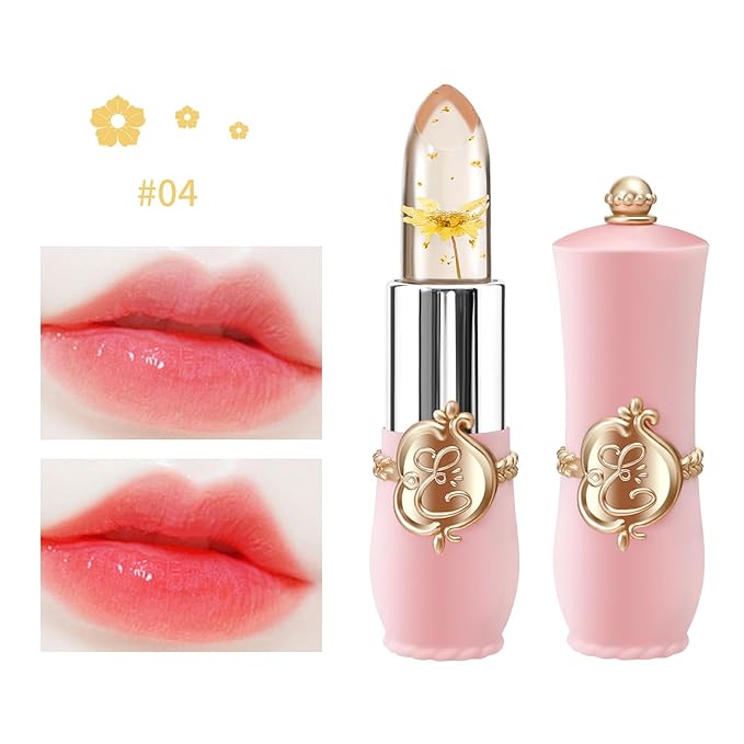 3 Pcs/Set Flower Jelly Lipstick Set Temperature Change Moisturizer Long Lasting Nutritious Balm Magic Color Change Lip Gloss (Flower Jelly Lipstick 040506)-FemmiqueWomen