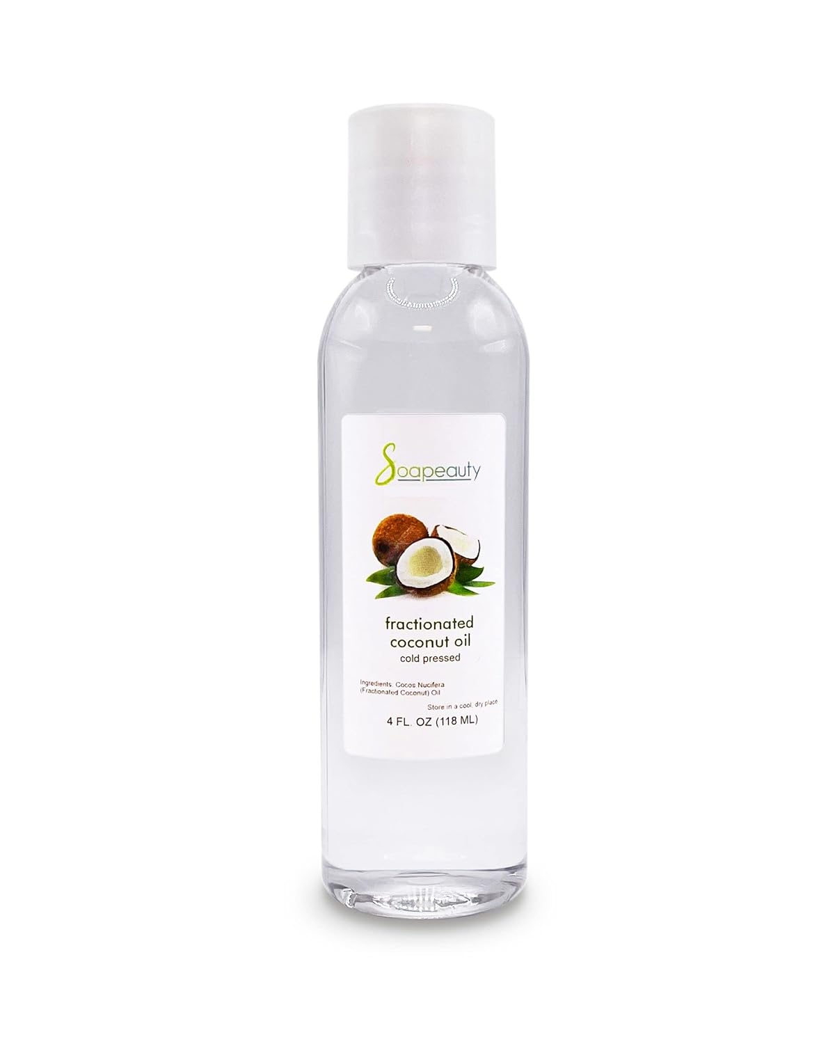 Soapeauty FRACTIONATED COCONUT OIL Cold Pressed Refined | 100% Natural Available in Bulk | Carrier for Essential Oils, Face, Skin, Hair Moisturizer, Soap Making | 4 fl oz-FemmiqueWomen