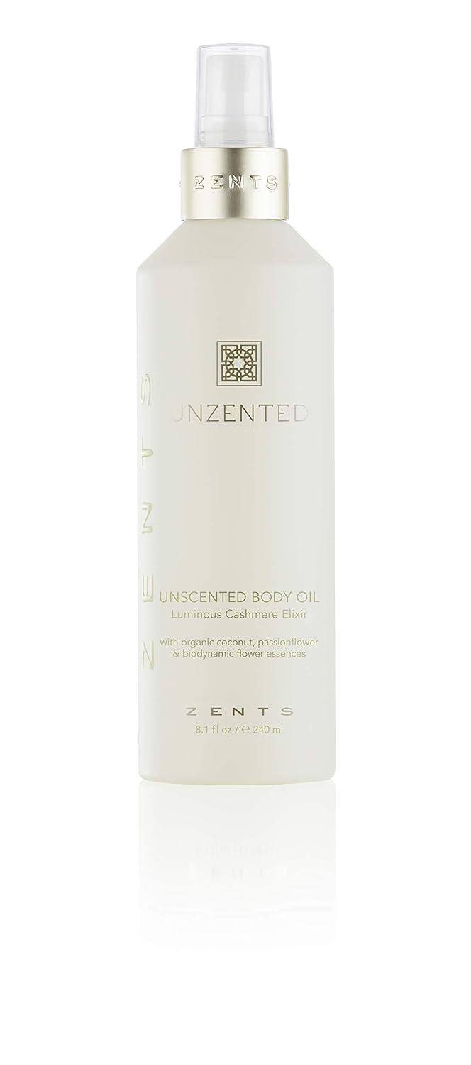 Zents Luminous Cashmere Body Oil (Fragrance-Free) | Moisturizing Body Oil with Vitamin E & Organic Coconut Oil | Softens & Smooths Skin | 8 fl oz-FemmiqueWomen
