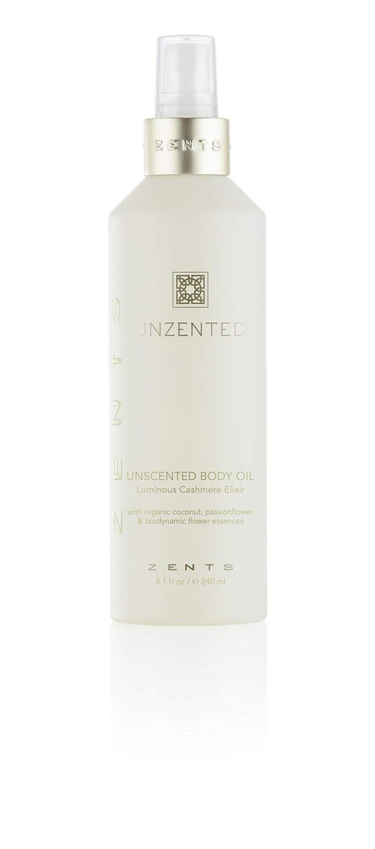 Zents Luminous Cashmere Body Oil (Fragrance-Free) | Moisturizing Body Oil with Vitamin E & Organic Coconut Oil | Softens & Smooths Skin | 8 fl oz-FemmiqueWomen