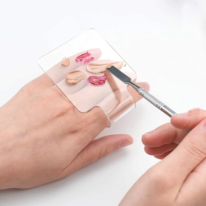 2PCS Clear Acrylic Professional Makeup Palette Handheld Cosmetic Nail Art Manicure Palette for Mixing Foundation Cosmetics Eyeshadow Cremes-FemmiqueWomen
