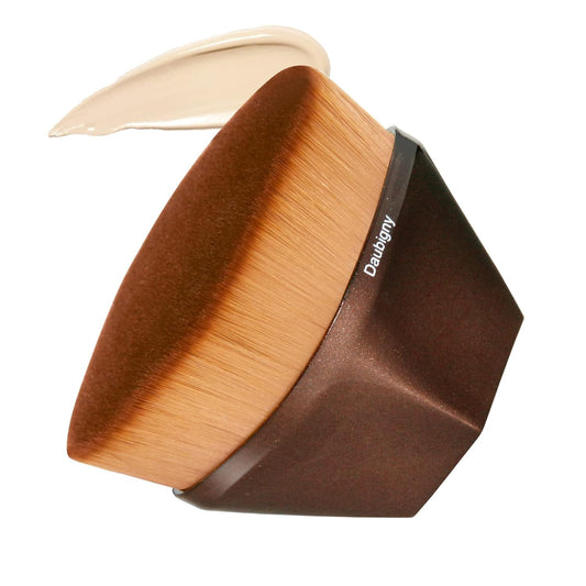 Foundation Makeup Brush Flat Top Kabuki Hexagon Face Blush Liquid Powder Foundation Brush for Blending Liquid, Cream or Flawless Powder Cosmetics with Bonus Protective Case (Champagne)-FemmiqueWomen