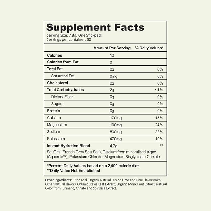 Instant Hydration Electrolytes Powder Packets - Lemon Lime Drink Mix - Zero Sugar - Keto, Vegan, Gluten-Free, Non-GMO - Boost Recovery, Brain Health, Muscle & Tissue Support- 30 Sticks-FemmiqueWomen