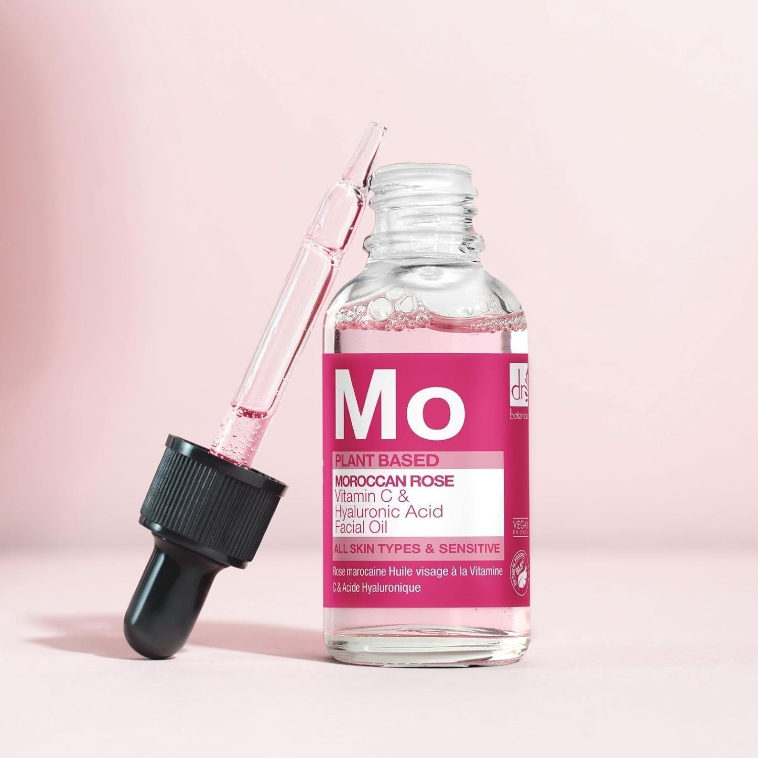 Dr Botanicals Moroccan Rose Oil -With Vitamin C & Hyaluronic Acid – Anti-Ageing, Brightening & Hydrating Water-Based Serum - Glow-Boosting Facial Oil for Radiant Skin – Made in UK – 30ml-FemmiqueWomen