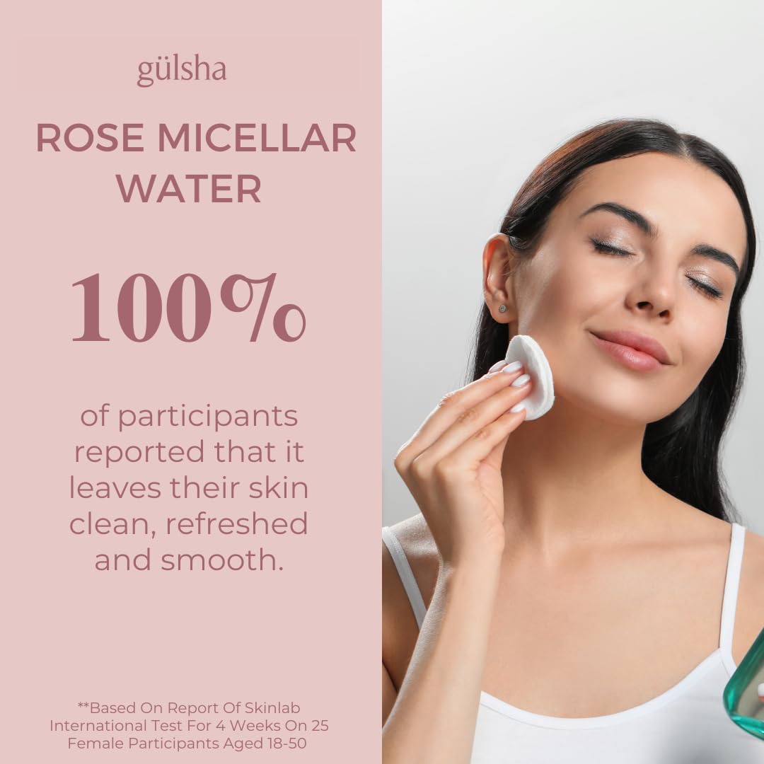 GULSHA Rose Micellar Water - Facial Cleanser & Makeup Remover, Fragrance-free Hydrating Cleanser, Softens the Skin, Formula designed in France for All Skin Types, Natural Origin, 200ml (6.76 fl oz)-FemmiqueWomen