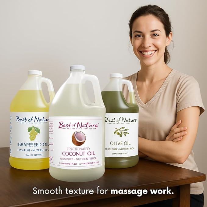 Best of Nature 100% Pure Fractionated Coconut Oil - Liquid MCT Massage & Body Oil, Unscented Moisturizer for Hair, Skin, Face, Aromatherapy Carrier for Essential Oils, 8 oz-FemmiqueWomen