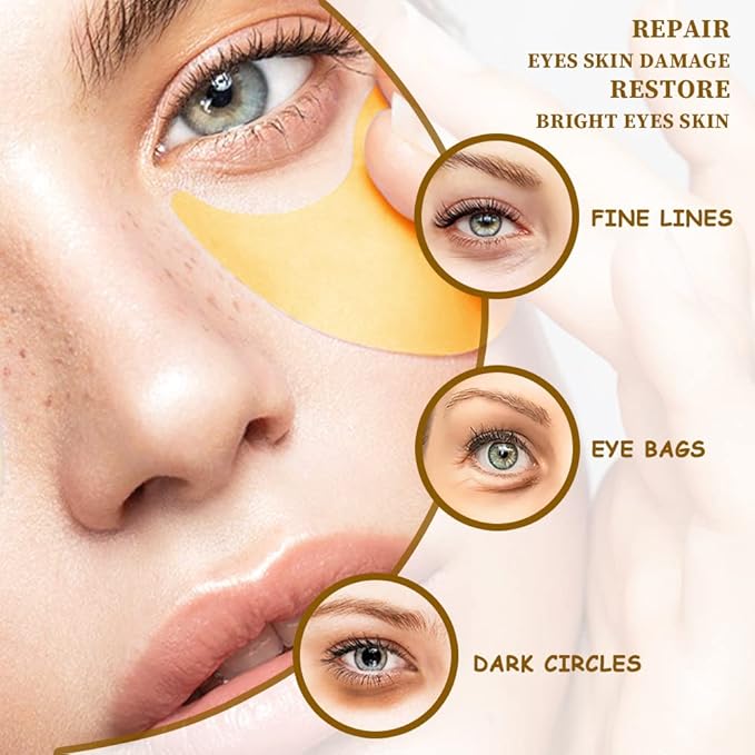 120PCS Under Eye Patches 24K Gold Eye Mask with Aloe Vera Natural Ingredients, Moisturizing Skin Care with Hyaluronic Acid and Collagen for Anti-Wrinkle, for Dark Circles and Puffiness-FemmiqueWomen
