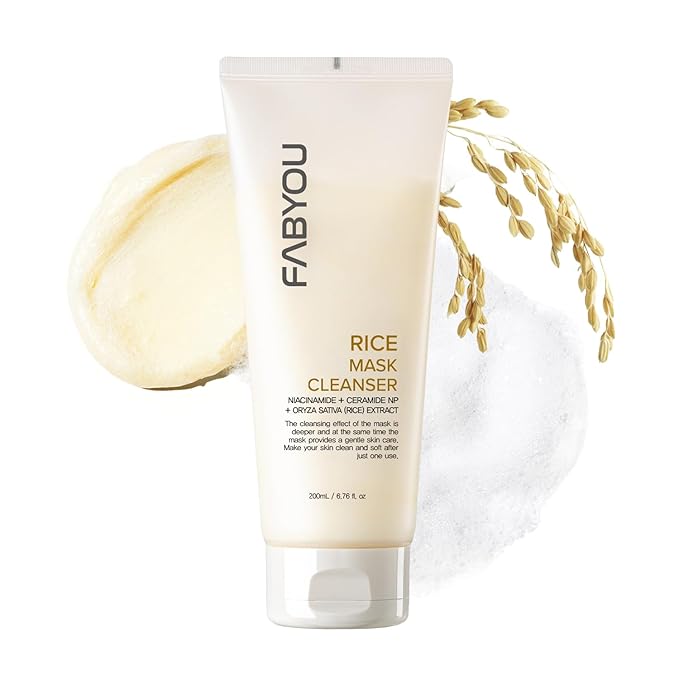 Rice Mask Cleanser 6.76 fl oz - Glow-Boosting & Hydrating Face Wash with Jeju Rice & Natto Gum, Gentle Exfoliating Daily Foam Cleanser, Deep Pore Cleansing, Non-Irritating- Korean Skin Care-FemmiqueWomen