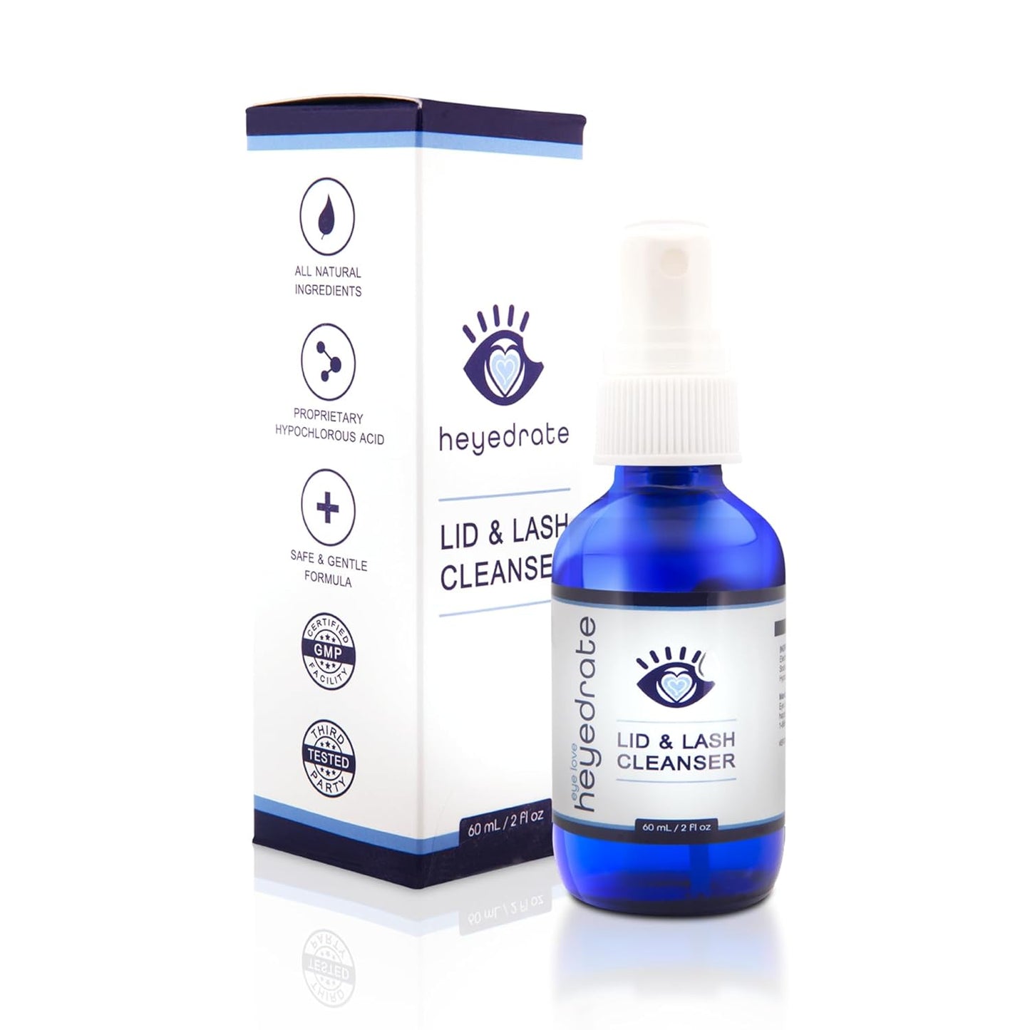 Lid and Lash Cleanser – 2oz Glass Bottle – Pure Hypochlorous Acid Spray for Soothing Dry Eye Irritation – Daily Eyelid & Lash Cleanser-FemmiqueWomen