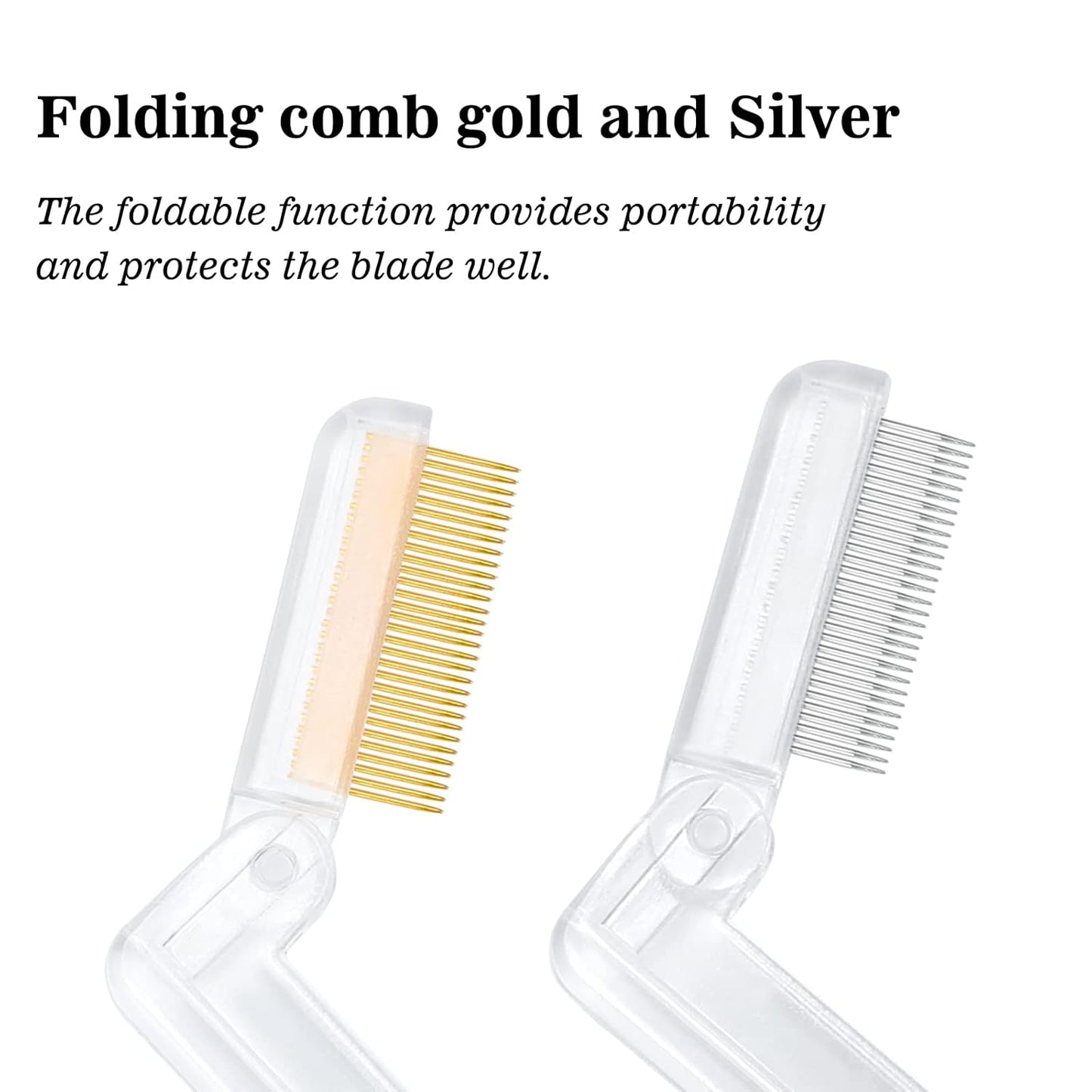 G2PLUS 2PCS Folding Eyelash Comb, Eyelash Separator Tool, White Eyebrow Comb Metal Teeth, Eyelash Brush Tool for Lash & Brow-FemmiqueWomen