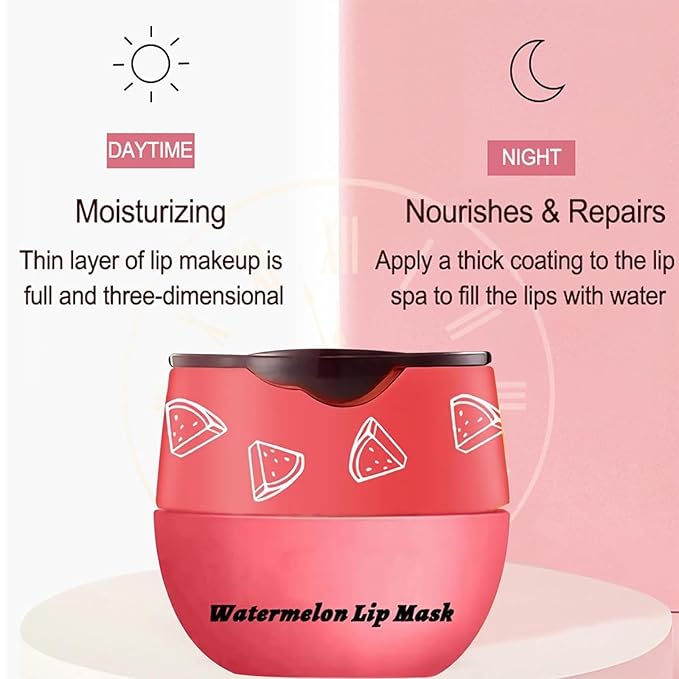 3 PCS Bee Lip Balm Honey Pot, Honey & Strawberry & Watermelon Lip Mask Overnight Moisturizing Lip Sleep Mask with Stick Hydrating & Prevention Dry and Cracked Lip Scrubs Exfoliator-FemmiqueWomen
