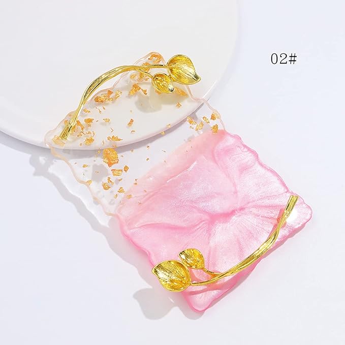 2023 Retro Nail Art Palette, Nail Painting Mixed Color Palette with Leaves Handle, Nail Holder Gel Color Makeup Display Board Pallet (Pink)-FemmiqueWomen