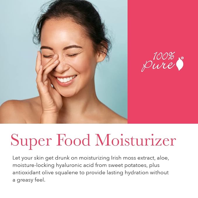 100% PURE Watermelon Cucumber Water Locking Moisturizer Natural Facial Hydration Boost with Hyaluronic Acid Replenishing Anti Aging Face Cream & Quenching Dry Skin Care Vegan - 1.4 fl oz-FemmiqueWomen