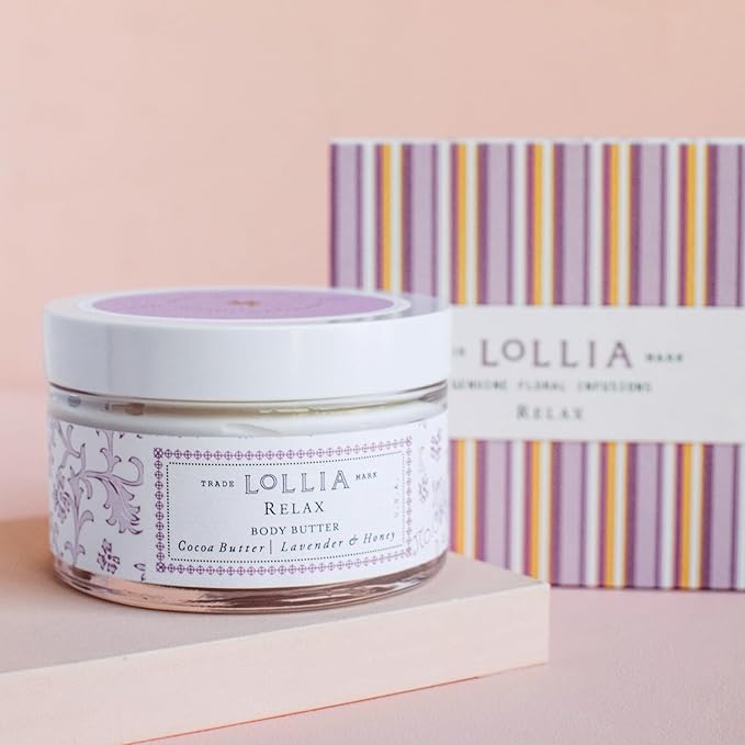 LOLLIA Relax Body Butter, 5.5 oz. - Lavender & Honey Fragrance - Shea Butter & Cocoa Butter, Body Lotion for Women, Hydrating & Smooth Body Moisturizer-FemmiqueWomen