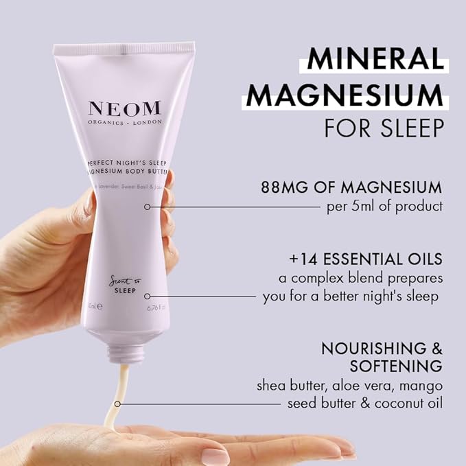 Neom - Magnesium Body Butter | 6.76 Fl Oz (200ml) | Lavender, Chamomile, & Patchouli | Lotion for Sleep with Essential Oils | 100% Natural Fragrances | Nourish & Soften | Signature Sleepy Scent-FemmiqueWomen