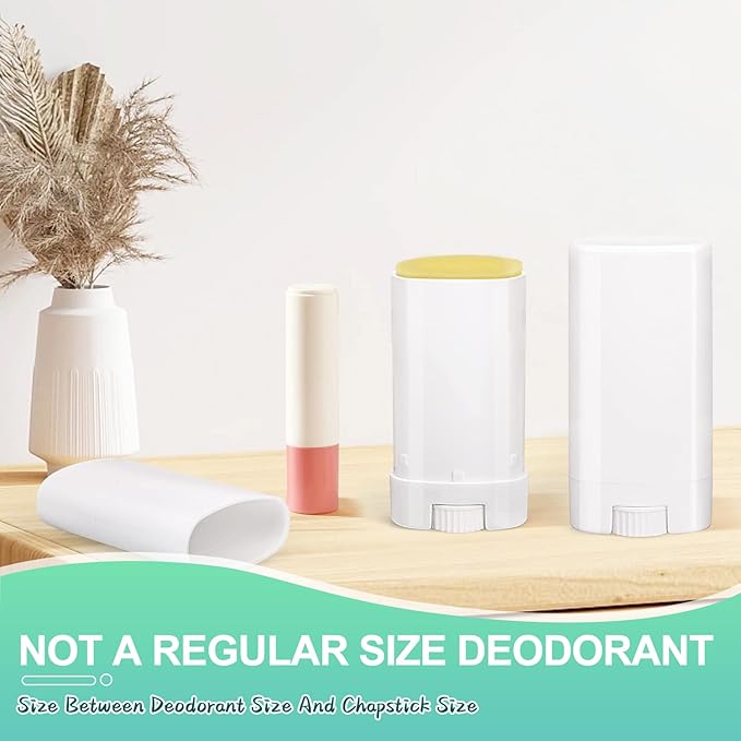 15ml Travel Deodorant Containers,Top-Fill,Empty Plastic Oval Lip Balm Tubes for Chapstick,Lip Balm,Lotion Bar Sticks,Salve,Homemade Solid Lotion,Sample Size Deodorant-30 Pack,White-FemmiqueWomen