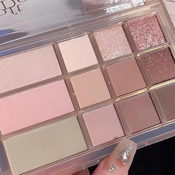 12 Girds Colorful Matte Shimmer Eyeshadow Palette for Eye Makeup,High Pigmented Eye Shadow Primers Powder Palet de sombras de ojos 12-C-FemmiqueWomen