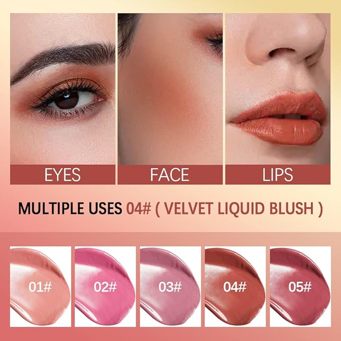 2 Colors Liquid Blush,Soft Cream Face Blush, Dewy Cheek Tint, Long Lasting Natural Matte Finish Looking,Moisturizing Lightweight Blendable Feel (02-HAPPY / 04 - LOVE)-FemmiqueWomen