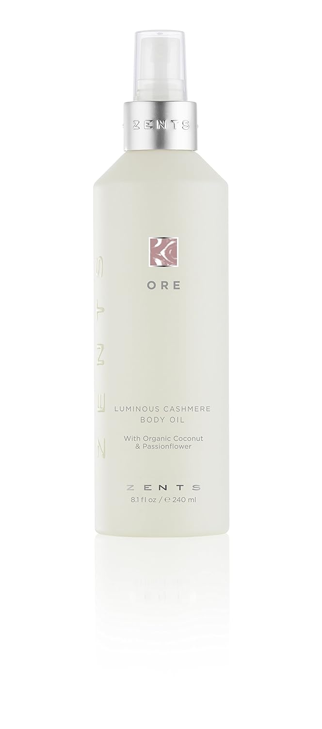 Zents Luminous Cashmere Body Oil (Ore Fragrance) | Moisturizing Body Oil with Vitamin E & Organic Coconut Oil | Softens & Smooths Skin | 8 fl oz-FemmiqueWomen