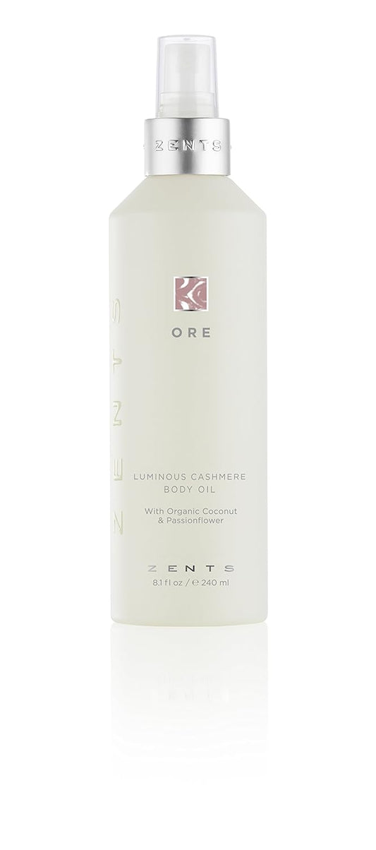 Zents Luminous Cashmere Body Oil (Ore Fragrance) | Moisturizing Body Oil with Vitamin E & Organic Coconut Oil | Softens & Smooths Skin | 8 fl oz-FemmiqueWomen