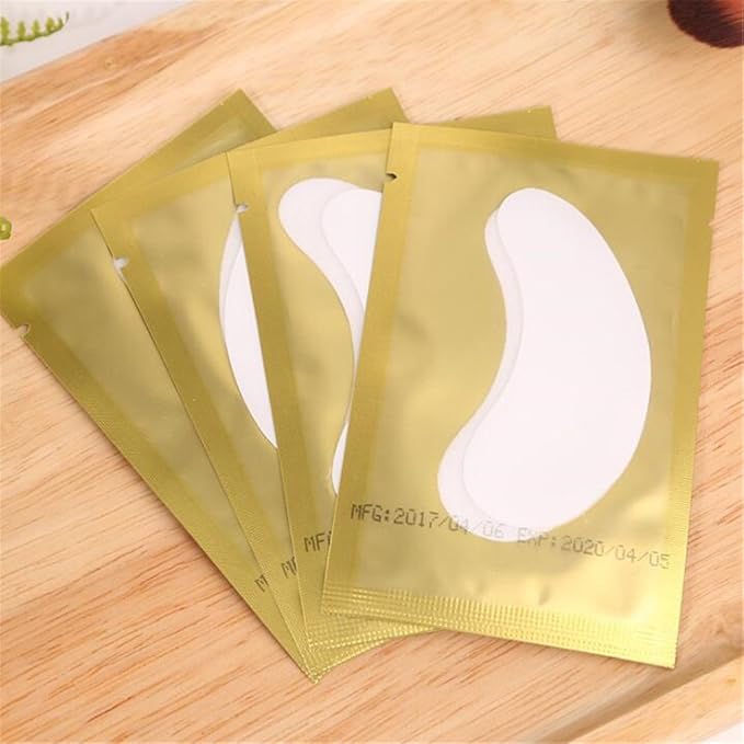 100 Pairs Set，Eye Gel Patches,Under Eye Pads Lint Free Lash Extension Eye Gel Patches for Eyelash Extension Eye (gold)-FemmiqueWomen