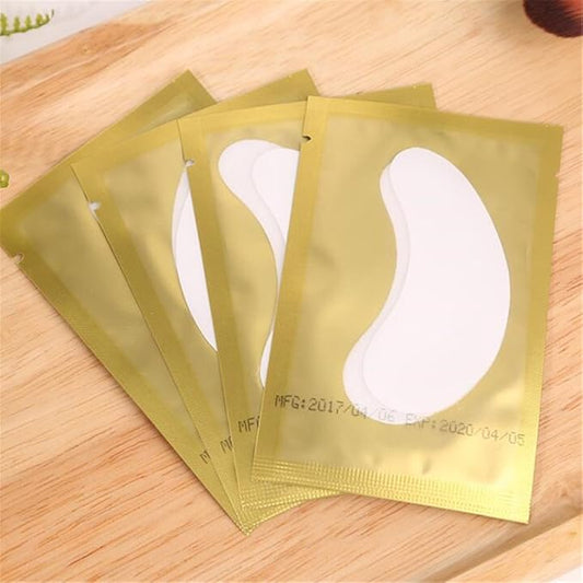 100 Pairs Set，Eye Gel Patches,Under Eye Pads Lint Free Lash Extension Eye Gel Patches for Eyelash Extension Eye (gold)-FemmiqueWomen