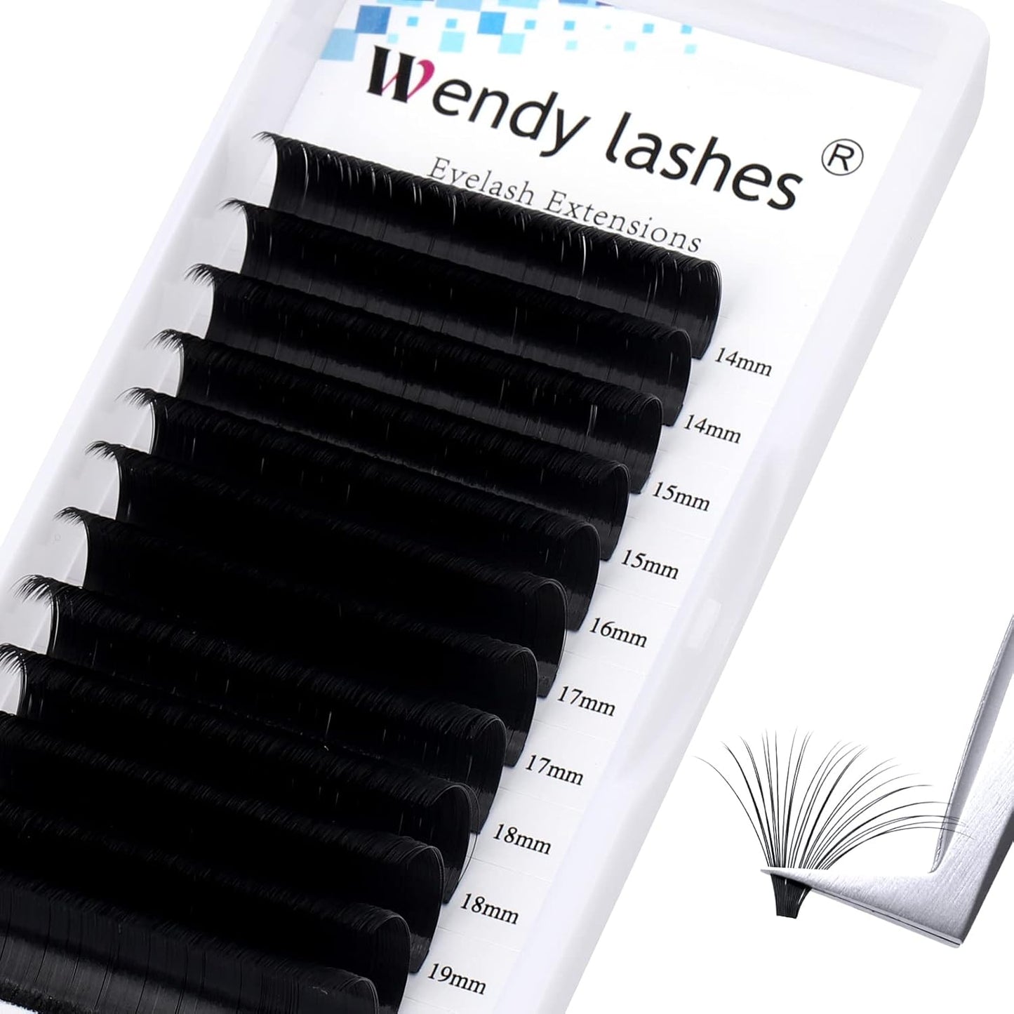 Easy Fan Volume for Lash Artists: 3D-10D Handmade Fans, Self Fanning, Blooming, Black, D Curl, 0.03mm, 14-20mm Mixed, Wendy, KH220113-FemmiqueWomen