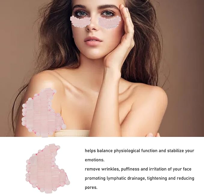 2Pcs Jade Eye Mask, Jadestone Eye Patch, Rose Quartz Anti Aging Eye Pad Sleep Eye Pad to Eliminate Wrinkles, Puffiness & Irritation (Reusable)-FemmiqueWomen