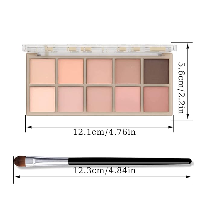 10 Colors Eyeshadow Palette Matte Naked Eye Shadow Makeup,High Pigmented, Naturing-Looking, Ultra-Blendable,Long Lasting High Pigment Nude Eyeshadow with 3 Eyeshadow Brush(Milk Tea)-FemmiqueWomen