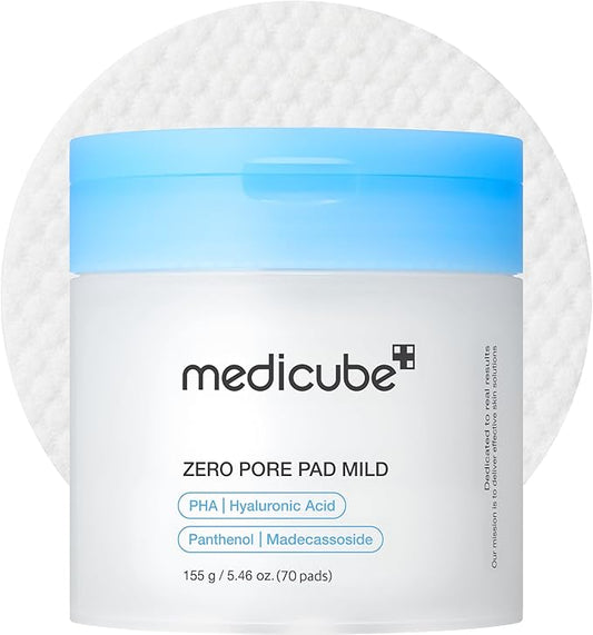 Medicube Zero Pore Pads Mild 2.0 (70 units) - Gentle Calming Toner Pads for Exfoliation, Minimizing Pores, and Blackhead Removal with PHA - Ideal for All Skin Types - Korean Skin Care-FemmiqueWomen