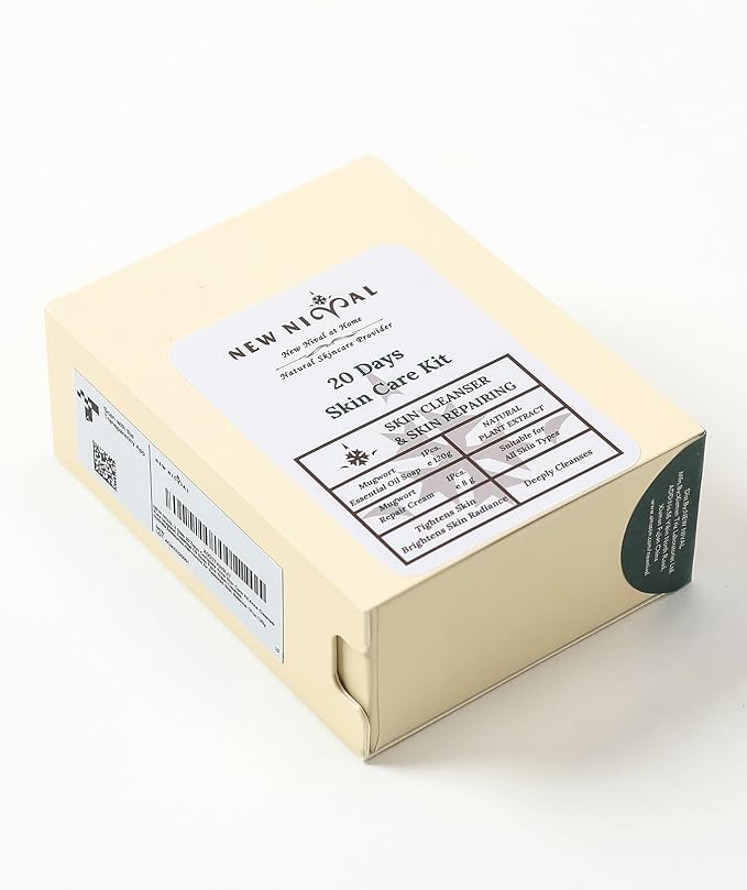 2 Step 20 Days Complete Acne Skin Care Kit.Acne Cleanser Pure Mugwort Essential Oil Soap Face Wash-Cleanse, Hydrate,Moisturize,Harmonize for Restored Skin Balance-1Pcs,120g-FemmiqueWomen