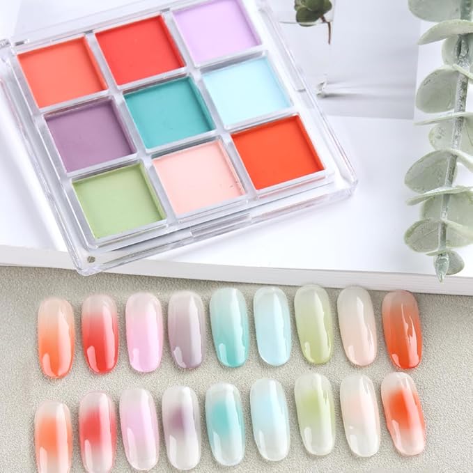 18 Colors Neon Phosphor Solid Pigment Powder Set for Ombre Nails, Fluorescent Nail Pigment Glitter Iridescent Rubbing Dust with Nail Ombre Brush for Gradient Nail Art Manicure DIY Accessories-FemmiqueWomen