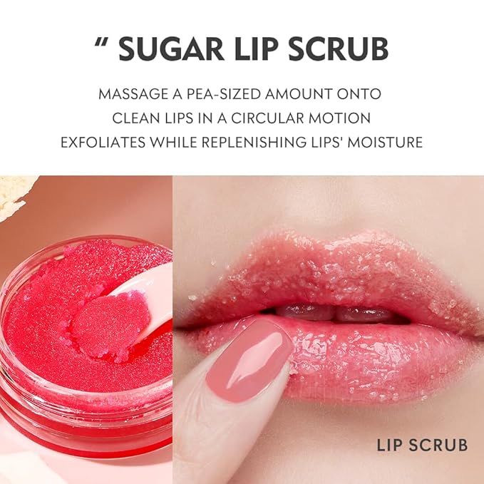 3Pcs Lip Care Set, Exfoliator Lip Sugar Scrub, Lip Mask and Plumping Lip Oil, Effectively Moisturizes Lip Clear, Repairs Dry Lips-FemmiqueWomen