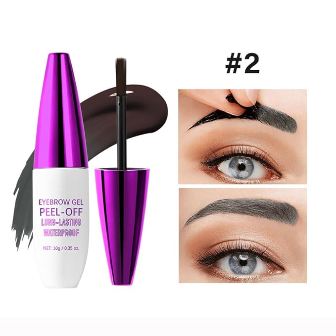 2Pcs Peel Off Eyebrow Tint Gel - Waterproof & Sweatproof All-Day Wear, Transfer-Resistant Tattoo Effect, All Skin Types + Mother’s Day Gift Set, 02#Brown-FemmiqueWomen