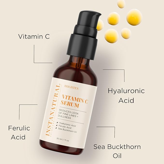 InstaNatural Vitamin C Cleanser and Serum Kit, Brightens and Reduces Signs of Aging, Fine Lines and Wrinkles, with Botanical Extracts-FemmiqueWomen