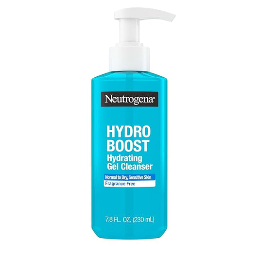 Neutrogena Hydro Boost Face Wash, Fragrance Free, Hydrating Facial Cleanser with Hyaluronic Acid, Daily Foaming Face Wash & Makeup Remover, Hypoallergenic Gel Cleanser, 7.8 fl. oz-FemmiqueWomen
