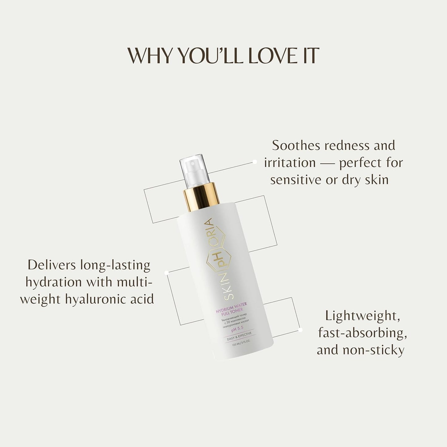 Hydrium Water Full Toner – pH 5.5 Balancing Face Toner with Hyaluronic Acid, Babassu Oil & Betaine – Instantly Hydrates & Revives Tired Skin – 150ml Spray Bottle-FemmiqueWomen