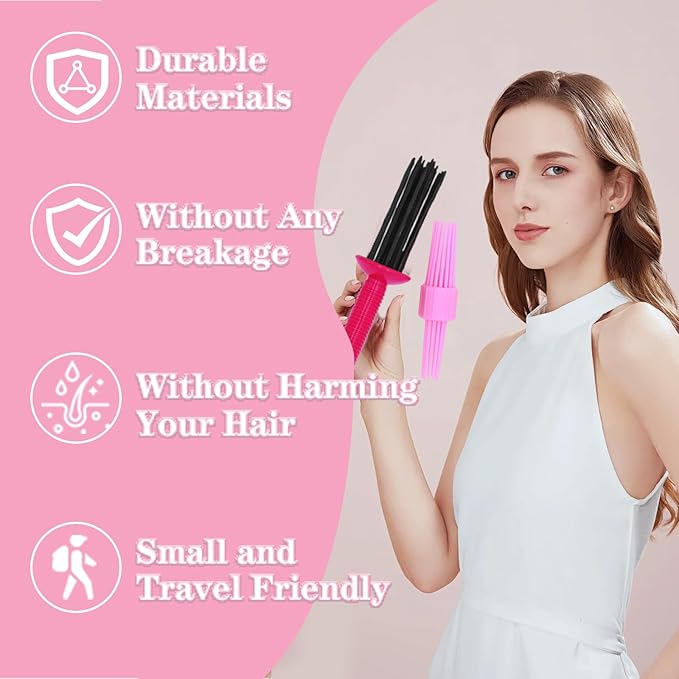 2PCS Curling Roll Comb, Curly Hair Brush for Curly Hair, Three Different Sizes of Styler Curl Brush Hairr Tools for Casual Wear or Special Events-FemmiqueWomen