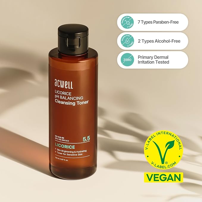 ACWELL Licorice pH Balancing Korean Toner for Cleansing 5.07 fl.oz. - Alcohol-Free PH5.5 Hydrating Facial Astringent - Skin Clarifying & Hydration Boosting Toner-FemmiqueWomen
