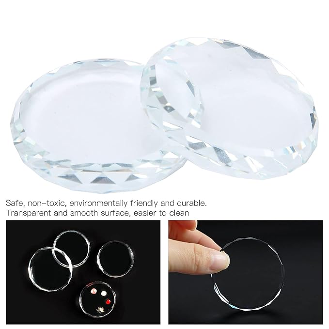 2Pcs Nail Art Palettes, Manicures DIY Color Mixing Toning Glass False Eyelash Glue Hold Tools Beauty Makeup Glass Pallet-FemmiqueWomen