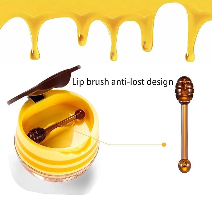 2 Pcs Lip Balm Honey Pot Lip Treatment Overnight Lip Sleeping Balm Strawberry Honey Pot lip Mask Moisturizing Exfoliating Prevent Dry & Cracked Diluting Lip Lines (Honey & Strawberry)-FemmiqueWomen