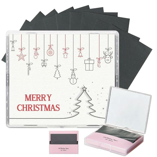 [200 Counts + Mirror Case] Christmas Edition Natural Bamboo Charcoal Oil Blotting Sheets for Face with Mirror Case-FemmiqueWomen